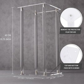 15.75in 4pcs Acrylic Decorative Flower Stand +Led String Light for Centerpieces Wedding Tabletop Geometric Centerpiece Stand-Floor Column Display Stand for Wedding Ceremony Party Reception Decoration