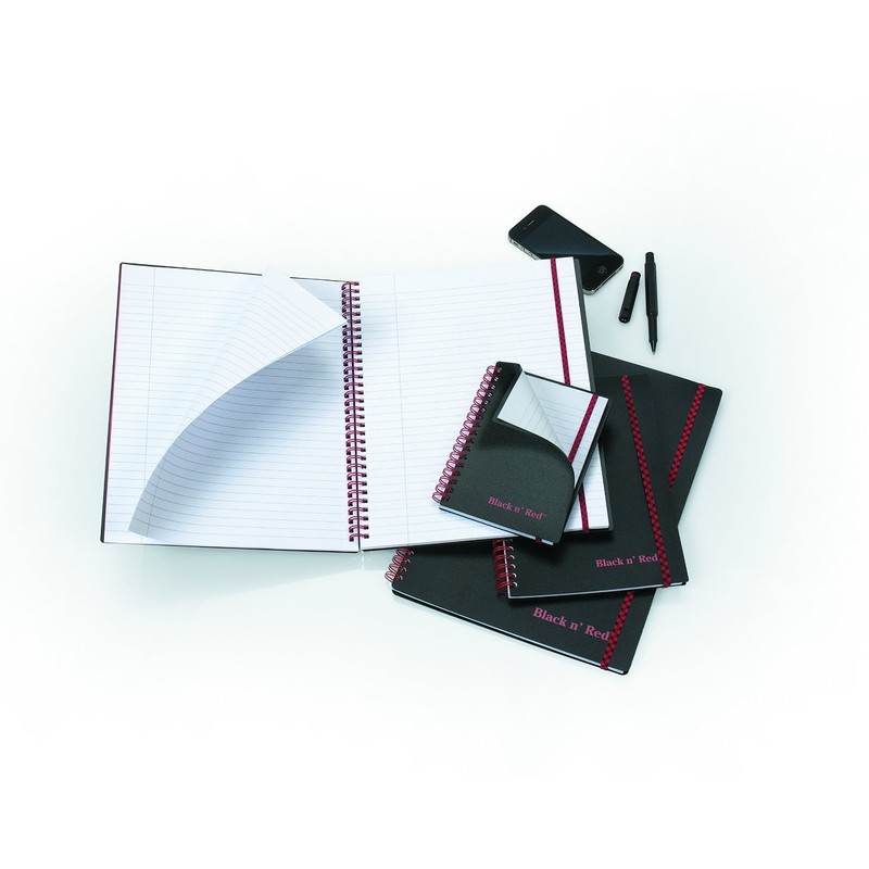 CASE OF 6 Black n' Red Twin Wirebound Notebook, Poly