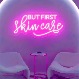 But First Skin Care Led Neon Lights Sign for Home Spa Beauty Cosmetic Salon Wall Decor, Spa Day Gifts for Women,Spa Products Aesthetic Center Salon Door Decorative Acessories(Pink)