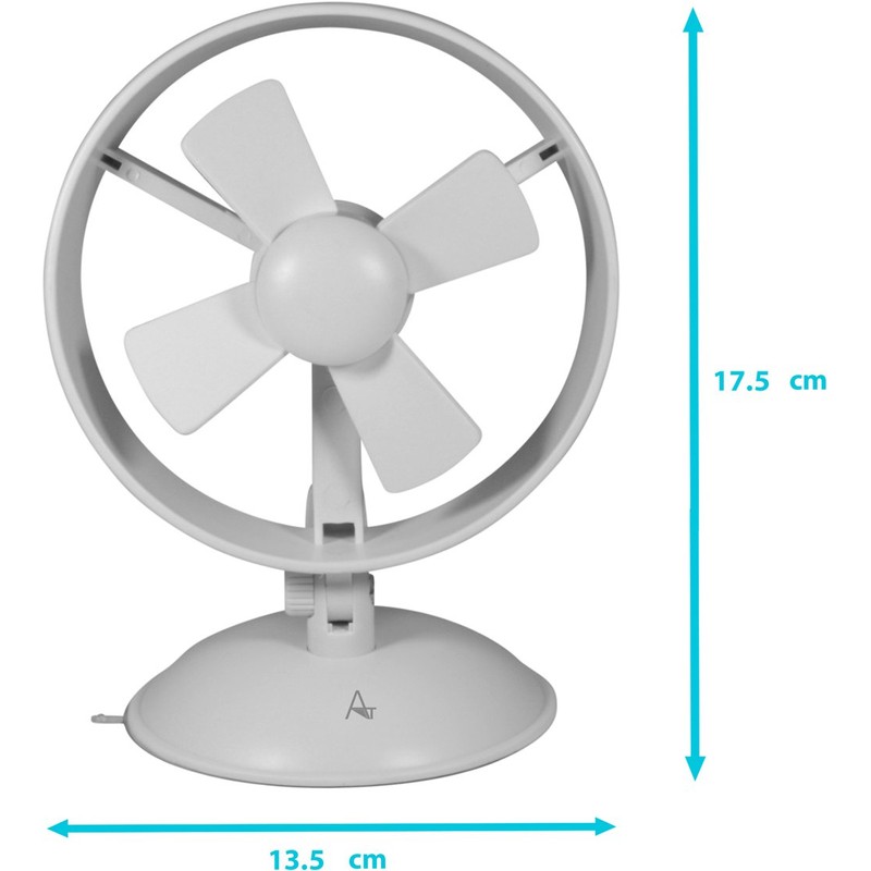 AntilaTech Quiet 2-Speed USB Desktop Mini Fan with Suction Cup-Study/Office/Travel