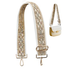 WEBEEDY Adjustable Purse Strap Embroidered Lace Sequins Crossbody Strap, 2 Inch Wide Purse Bag Straps Replacement Shoulder Bag Handbag Straps for Women, 75cm/29.5 Inch