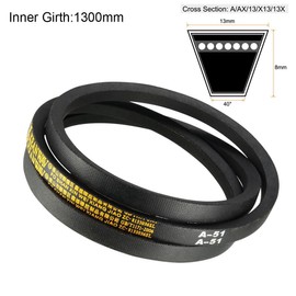 TA-VIGOR A51 Drive V-Belt 51" Inner Length 13mm Width 8mm Thick, Rubber Transmission Belt for Mower, Traction, Industrial Drive Systems