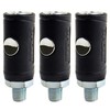 3 Pack Industrial Style Safety Air Plug Coupler 1/4" Body