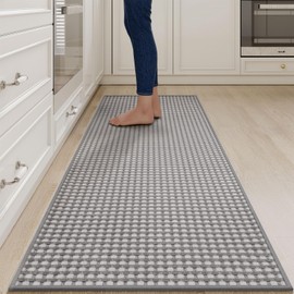 YDKGL Long Kitchen Runner Rugs Kitchen Mat Non Slip Washable, Super Absorbent Soft Chenille Braided Kitchen Mats for Floor, Rubber Backing Kitchen Floor Sink Standing Mat, Easy Clean, Gray 24"x71"