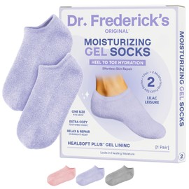 Dr. Frederick’s Original Moisturizing Gel Socks for Men & Women – Dry Feet & Cracked Heel Treatment – Full Foot Gel Lining with Mango Butter, Shea Butter, Jojoba & Coconut Oil – Lilac Leisure