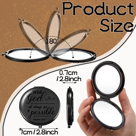 Thyle 12 Pcs Christian Gifts for Women Bible Verse Compact Makeup Mirror Compact Mirrors Inspirational Birthday Gifts Religious Baptism Gift for Coworkers Teacher Employees Travel (Black)