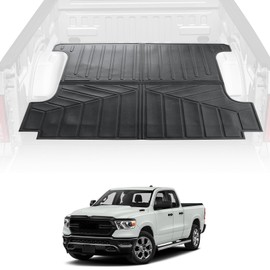 5.7 FT Truck Bed Mat Compatible with 2019 2020 2021 2022 2023 2024 Ram 1500 W/o 1500 Classic, 68.4 Inches All Weather TPE Heavy Duty Pickup Truck Bed Liner