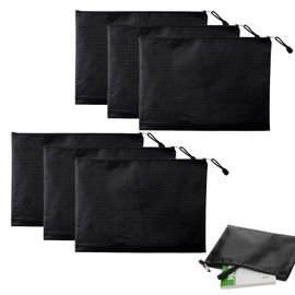 Pack of 6 Money Bags, Bank Bag, 18 x 24 cm, A5 PU Bank Bag, Money Bag with Zip, Bank Folder, Large, Cash Storage, Documents Wallet for School, Home, Business