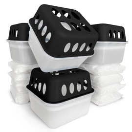 Floordirekt 4 x Dehumidifier with 8 x 400 g Refill Bags Granules Room Dehumidifier Refillable & Reusable Black Hava