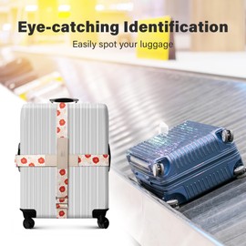 Ekax Luggage Straps for Suitcases, Adjustable Luggage Elastic Belt, Travel Essentials for Airport, Station, Vibrant Designs (Scarlet Blossom)