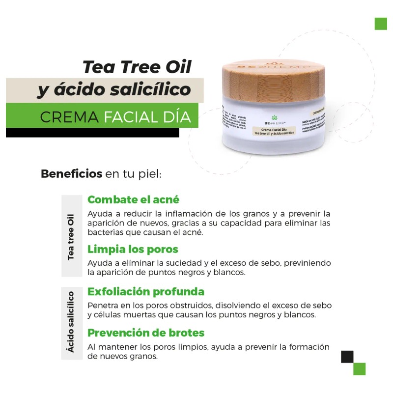 Crema Facial De Dia Tree Tea Oil Y Ácido Salicílico,