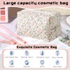ZEPIQOR Floral Quilted Large Capacity Soft Cotton Cosmetic Bag for