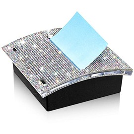 Rhinestone Self Stick Note Pad Holders 4 x 4 Inches Memo Note Holder Dispenser Sticky Note Holder Sticky Notes Dispenser for Office Home Classroom Desk Supplies (AB Color)