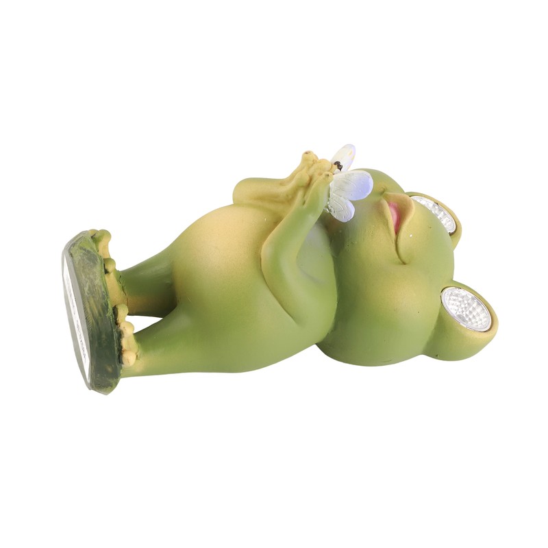 Garden Patio Fence Solar Lights Scare Frog Resin Decorative Ornaments