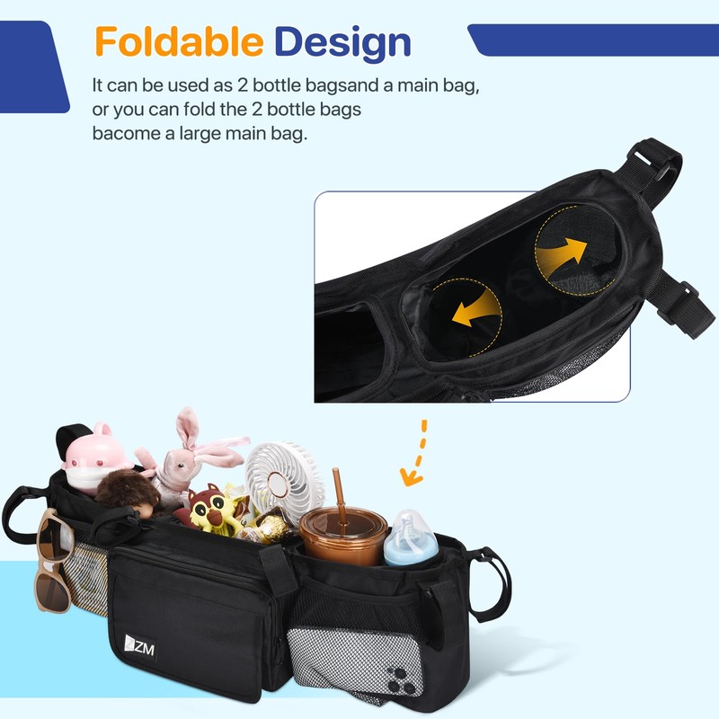ZZM Double Stroller Organizer for Bob Duallie and Baby Jogger