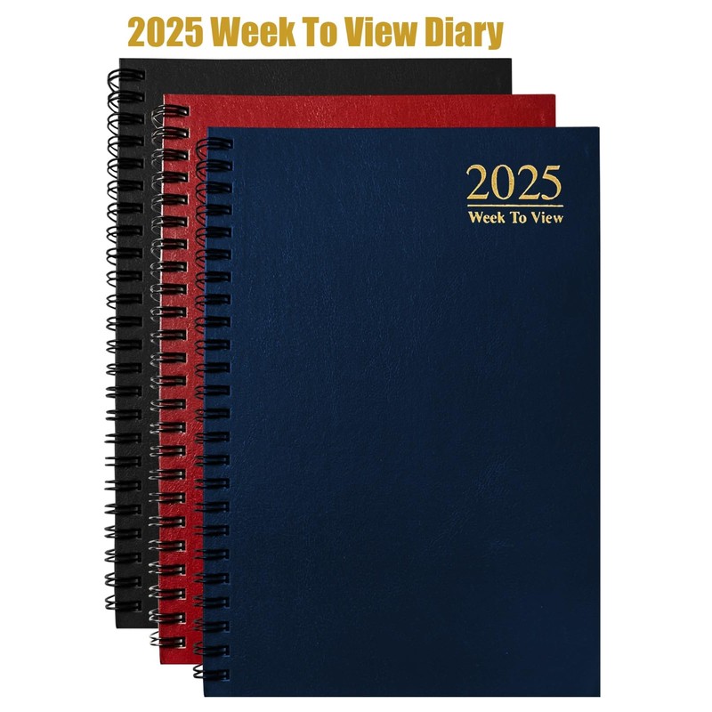 2025 Diary A5 Week to View Wiro Hardback Full Year