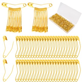 200pcs Curved Safety Pins, 1.5 Inch Bent Safety Pins Quilting Pins Curved Stainless Steel Basting Pins Accessories for Quilting Knitting Sewing Crafting (Gold)