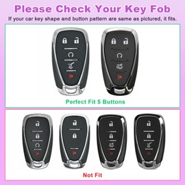 PIFOOG Key Fob Cover for Chevy 5 Button Purple Gradient TPU Car Keys Case Shell Keychain Accessories for Malibu Equinox Blazer Traverse Cruze Camaro Trax LT Trailblazer Spark Smart Keys Girly Women