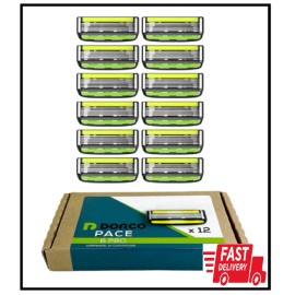Dorco Pace 6 Pro - Six Blade Razor System with Trimmer - 12 Pack Refill (No Hand