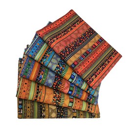5 Pieces Ethnic Pattern Cotton and Linen Printed Fabric Fat Quarters Cotton Bundles Fabric African Print Fabric Used for DIY Sewing Headwrap Head tie Scarf Craft Project, Quilting Fabric(50×40cm)