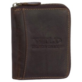 Ledershop24 5508 Gift Set Men's Leather Street Bag Wallet with Zip Various Colours Black Brown Cognac Grey -, brown