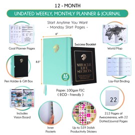 Journal for Men - Life & Work Planner, A 12 Month Goal Planner to Increase Productivity & Positivity, Daily Gratitude Journal for Men and Mindfulness Journal | Manifestation Journal or Planner, Start Anytime - Horizontal Planner