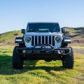 RockTrix Black Front Brush Guard, 3.12 inch Height to Clear Winch, Compatible with 2018+ Jeep Wrangler JL, 2019+ Gladiator JT - Steel Bar Grille Guard for Steel Rubicon Bumper