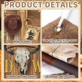 3 Pcs West Cowboy Party Door Decoration Wild West Party Decor Cowboy Rodeo Banner Western Rustic Porch Sign Hanging Western Themed Saloon Backdrop for Western Front Door Wreath Hanging Yard Sign