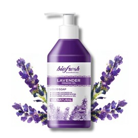 Biofresh Cosmetics Via Natural Lavender Oil Liquid Soap with Lavender Oil, Cleans, Refreshes and Fragrances the Skin, Liquid Soap 300 ml