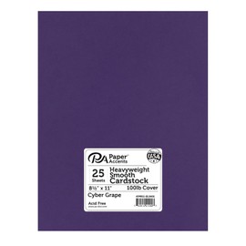 PA Paper Accents Heavyweight Smooth Cardstock 8.5" x 11" Cyber Grape, 100lb Colored cardstock Paper for Card Making, Scrapbooking, Printing, Quilling and Crafts, 25 Piece Pack