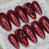 Passionate Red Handmade Nail Tips - Coffin Egg / 정열의