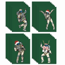 Ritzy Rose 24 Dancing Astronaut Holiday Cards + Envelopes, 4 Colorful Christmas Hat Illustrations, Fun Space-Themed Xmas Card Set, Cute Holiday Greeting Cards, Astronaut Christmas Stationery Pack