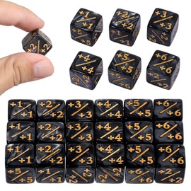 Token Dice Counter, 24 Pcs 1/+1 MTG Counter Dice D6 Plus and Minus Black Dices Kit Acrylic Board Game MTG Accessories for M-TG CCG Card Gaming