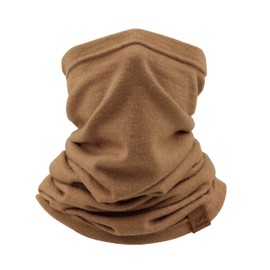 ACUSHLA 100% Merino Wool Neck Gaiter Ski Face Mask Scarf Neck Warmer for Men & Women All Weather, Midweight Camel