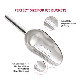 HIC Bar Slotted Ice Scoop, 18/8 Stainless Steel, 8.75-Inch