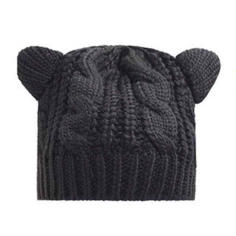 lunar.maria Warm Knit Hat with Ears, Beret, Knit Hat, Women's,