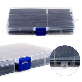 Heat Shrink Tube, Insulated Tube, Waterproof, Flame Retardant, Shrinkable Tube, Black, Φ0.04-0.5 inches (1 - 13 mm) (150 Piece Set, Storage Case Included)