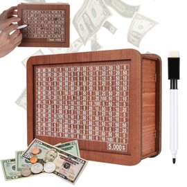 Cash Vault Wooden Savings Box, Countdown Money Saving Box Savings Challenge Box with Money Target and Numbers, Coin Bank Money Box Piggy Bank Cash Saver for Boys Girls ($5000)