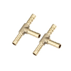 Partuto 2 Pcs 6mm Hose Barb Copper 3 Way Tee Connector Adapter Replacement