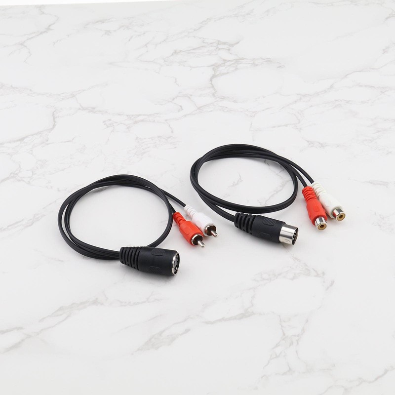 VGOL 2Pcs DIN 5 Pin to 2 RCA Cable Replacement