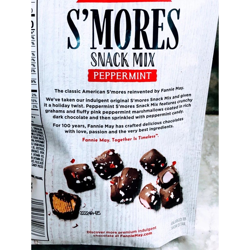 Target Fannie May Peppermint Snack Mix. Marshmallows Coated In Dark