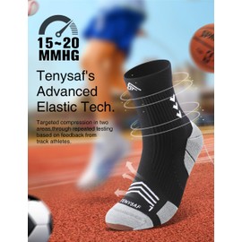 Lounwee Compression Running Socks for Men and Women: Sport Crew Socks with Padding, 3 Pairs for Work, Hiking, Basketball, Football, Running, F-Black Black, 39 - 42