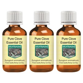 Devprayag Pure Clove Essential Oil (Syzygium aromaticum) Natural Therapeutic Grade Steam Distilled (Pack of Three) 100ml X 3 (10 oz)