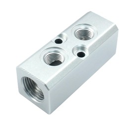 Litoexpe 2 Way Pneumatic Manifold Air Distribution Block, G1/2 Supply Port, G1/4-Inch Output Port, Pneumatic Air Compressor Manifold Fitting