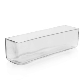 CYS Excel Glass Rectangle Vase (H:4" Open:16"x4") | Multiple Size Choices Rectangular Flower Vase Centerpieces | Decorative Wedding Centerpiece Vases | Glass Terrarium Container