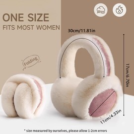 SEDEX Ear Muffs Women, Earmuffs Winter Folding Earwarmer Soft Furry Ear Warmers for Girl Thermal Ear Cover Skiing Accessories for Cold Weather