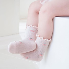 Zumou Toddler Lace Socks Girls Ruffle Eyelet Frilly Princess for Baby Little Kids(1-3T,E Assorteds 5 Pairs)