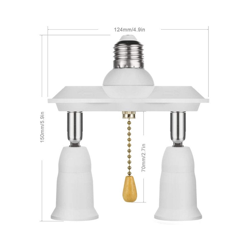 EXBADGER Pull Chain Light Socket Adapter Dual E26 E27 Light