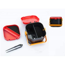 Toasis Fishing Live Bait Box Worm Storage Container Plastic Case with Tweezer (Red-2pcs)