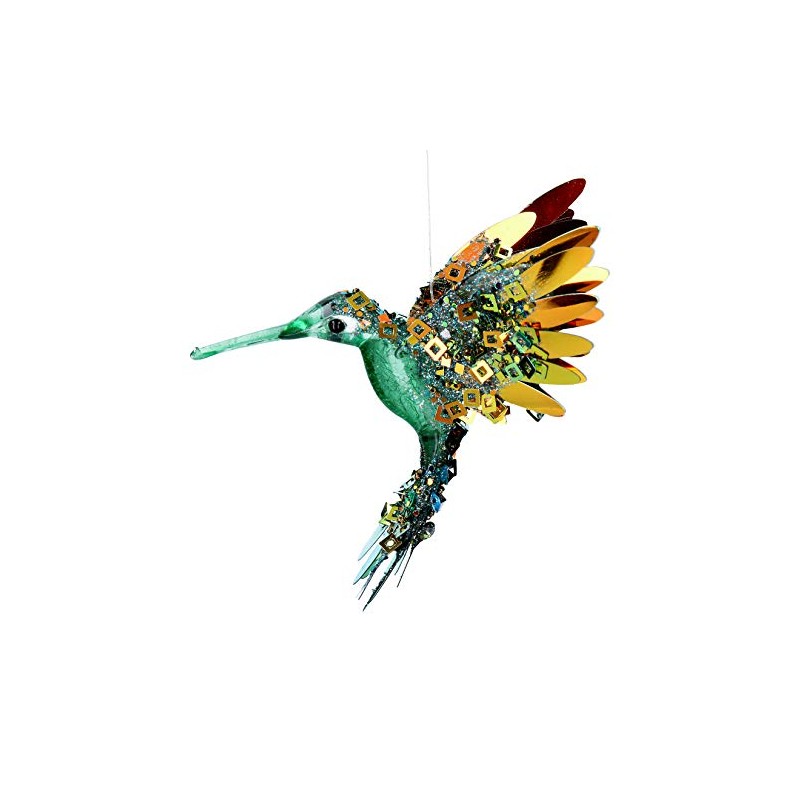 Gisela Graham Glass Effect Acrylic Hummingbird With Sequine's 15 Centimeter
